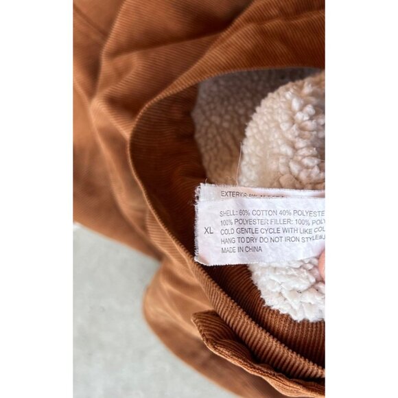 Ashley Sunrise Collection Tan Coruroy Sherpa Trucker Jacket XL Barn Coat Chores - Picture 9 of 12